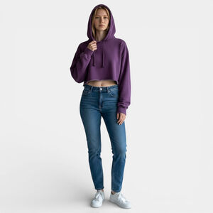 ARITZIA TNA Hoodie Women Size 1 XXS Purple Cropped Oversized Fleece Pullover